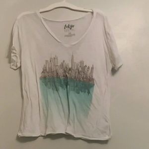 White shirt with city and reflection